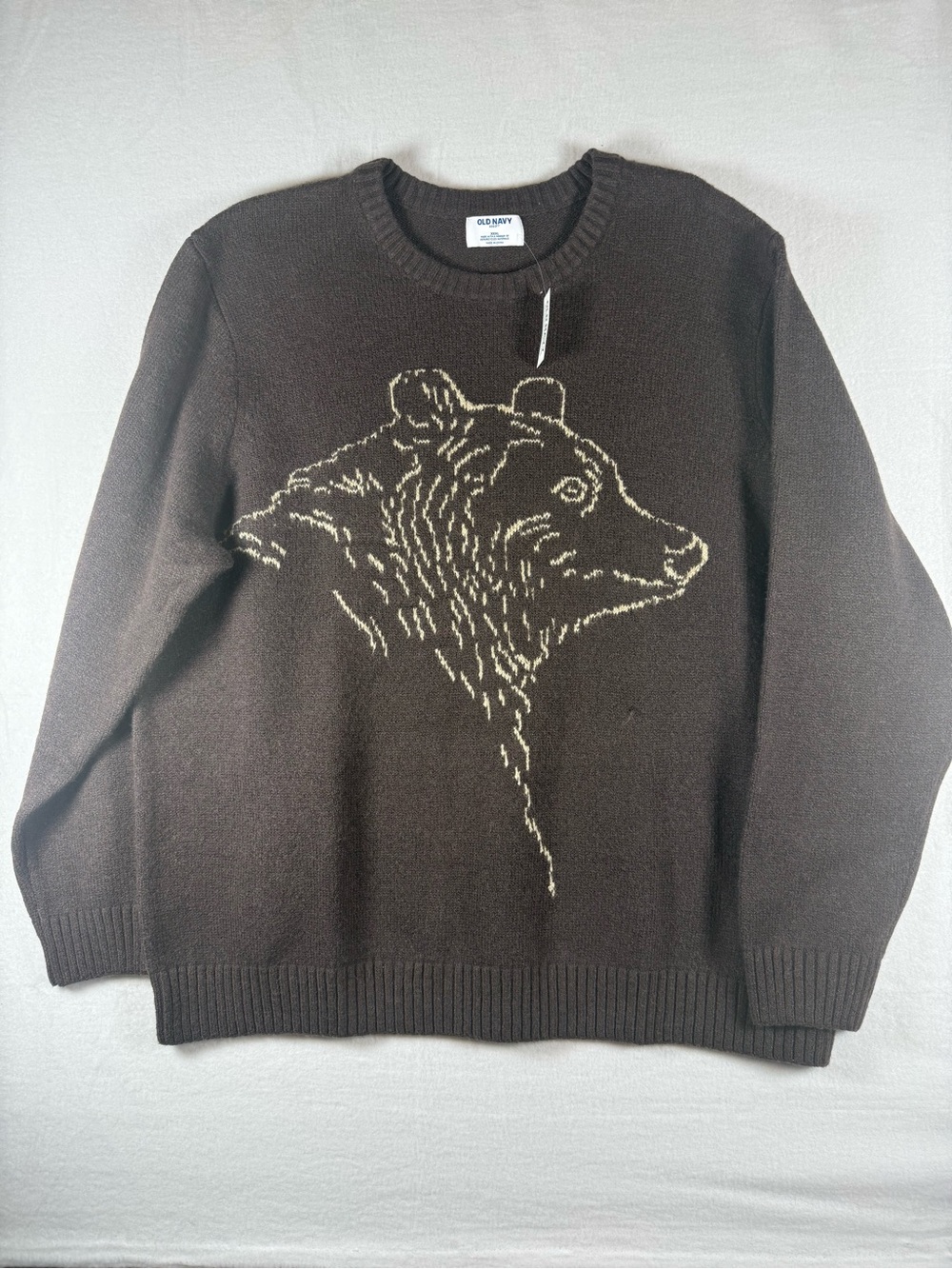 Old Navy Men's Brown Sweater with Bear Size XXXL NWT